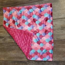 Pink Arrow Lovey, Pink Minky Arrow Theme, Baby Shower Gift, Girl, Security Blanket, Mermaid Mermaid, Purple Lovey - thumbnail 2