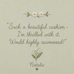 Embroidered Wildflower Cushion - Personalised Name Scalloped Edge Heirloom Pillow - thumbnail 4