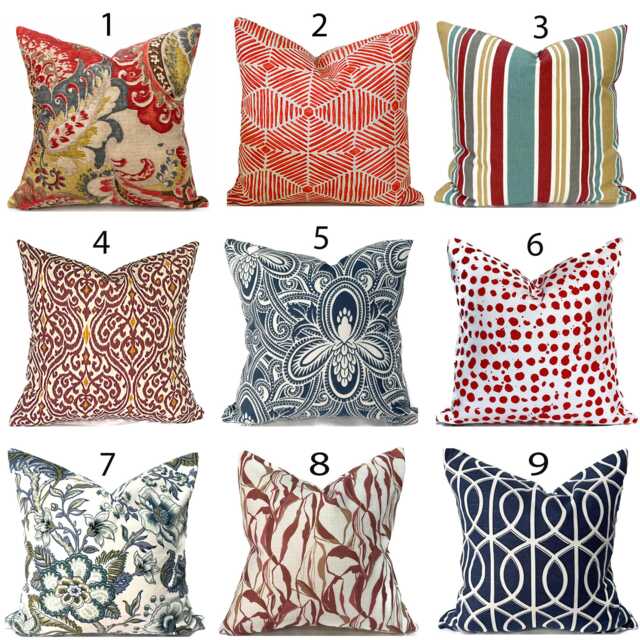 Indoor Pillow Cover With Zippers, Orange, Coral & Blue, Pick Your Favorites - image 1