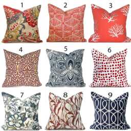 Indoor Pillow Cover With Zippers, Orange, Coral & Blue, Pick Your Favorites - thumbnail 2