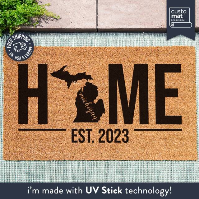 Home State Personalized Rug - Michigan Mat Map Custom Gift Housewarming New Decor - image 1