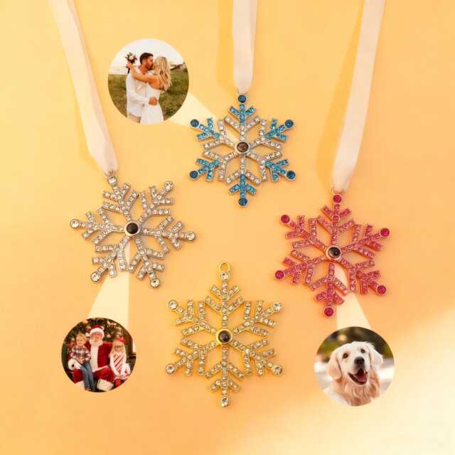 Personalized Christmas Photo Ornament, Family Projection Ornament For Christmas, Snowflake Decoration, Newborn First Decoration - image 1