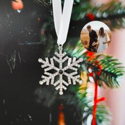 Personalized Christmas Photo Ornament, Family Projection Ornament For Christmas, Snowflake Decoration, Newborn First Decoration - thumbnail 2