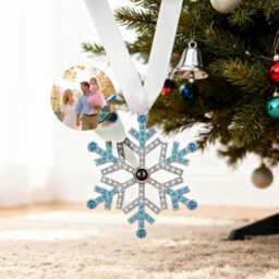 Personalized Christmas Photo Ornament, Family Projection Ornament For Christmas, Snowflake Decoration, Newborn First Decoration - thumbnail 3