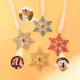 Personalized Christmas Photo Ornament, Family Projection Ornament For Christmas, Snowflake Decoration, Newborn First Decoration - thumbnail 1