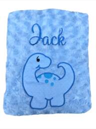 Dinosaur Personalised Blue Blanket/Throw - thumbnail 1