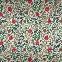 Handmade Floral Cushion, Coral Red & Indigo, Elmwood Style - thumbnail 3