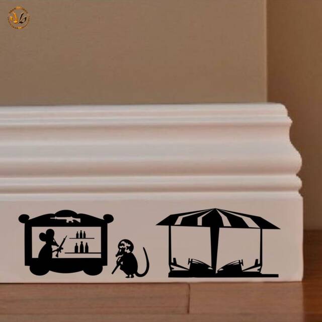 Family Mural Stickers Topini Amusement Park Carscontro Black PVC Discounted 1 Kit Various Pieces Measures cm 8x30 Wall Sticker Mouse Family Riders - image 1