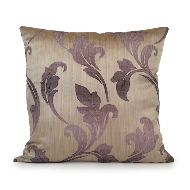 Purple, Light Purple & Beige Pillow, Throw Pillow Cover, Decorative Cushion Toss Silk Blend, Floral Pillow - image 1