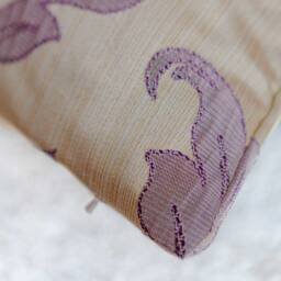 Purple, Light Purple & Beige Pillow, Throw Pillow Cover, Decorative Cushion Toss Silk Blend, Floral Pillow - thumbnail 3