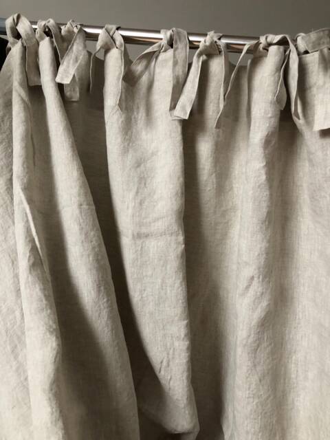 2 Units Of Natural Linen Curtains - 18L X 24L Inches Each Plus Ties - image 1