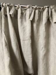 2 Units Of Natural Linen Curtains - 18L X 24L Inches Each Plus Ties