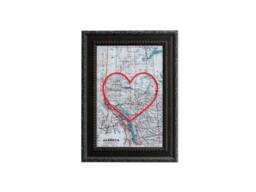Alberta Heart Map, Framed Wall Art, Personalized Anniversary Gift, Custom Engagement Gift For Her, Valentines Day For Him