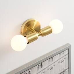 Luna Duo Brushed Gold Wall Sconce - Mid Century Industrial Modern 2-Light Lamp For & Ceiling Vanity Mirror & Bathroom Lighting - thumbnail 2