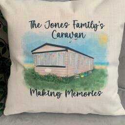Personalised Caravan Cushion Gift Nanny & Grandad Gift, Camper Home Decor - thumbnail 2