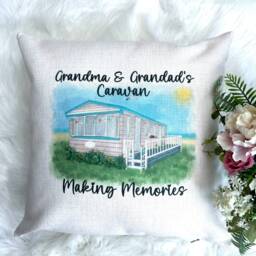 Personalised Caravan Cushion Gift Nanny & Grandad Gift, Camper Home Decor - thumbnail 4