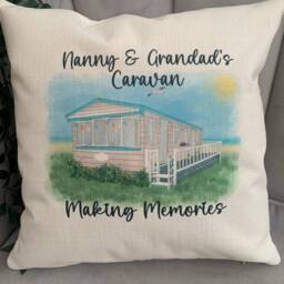 Personalised Caravan Cushion Gift Nanny & Grandad Gift, Camper Home Decor - thumbnail 3