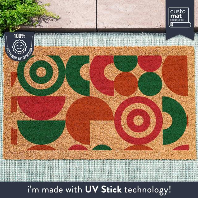Geometric Abstract Shape Doormat - Custom Mid Century Pattern Minimalist Housewarming Decor Gift Unique Midcentury Door Mat - image 1