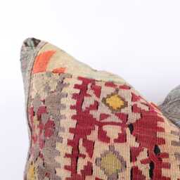 24'' Turkish Kilim Pillow Handwoven Wool, Bohemian Decor - thumbnail 3