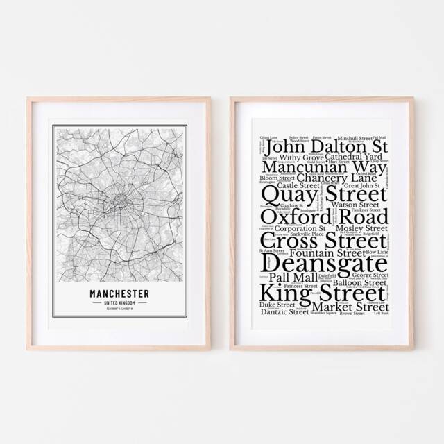 Manchester Map & Street Print Set, Prints, Prints For Mancunians - image 1