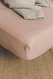 Misty Rose Linen Fitted Sheet - Soft, Cozy & Breathable, Handmade 100% Natural Bedding, Deep Pockets For A Secure Fit, Custom Sizes
