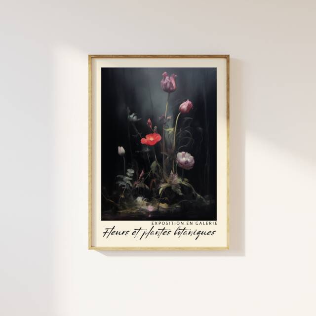 Floral Flowers Bouquet Exhibition Print - Classic Moody Aesthetic Flower Vase, Fleurs Botaniques, Gallery, Contemporary Abstract Art - image 1