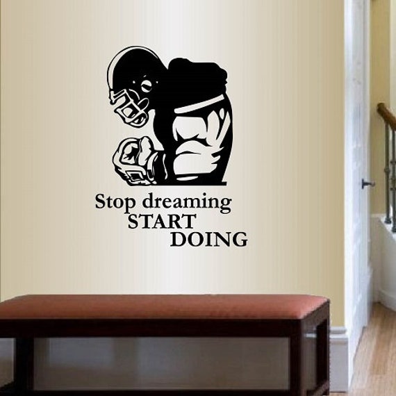 In-Style Decals Wall Vinyl Decal Home Decor Sticker Stop Dreaming Start Doing Motivational Quote Football Player Boys Teen Sports Design 63 - image 1