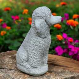 White Poodle Statue Concrete Dog Figurine Outdoor Puppy Sculpture Cement Garden Decoration Yard Ornament Poodle Lover Gift Front Door - thumbnail 2