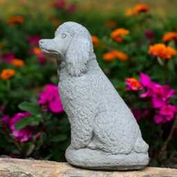 White Poodle Statue Concrete Dog Figurine Outdoor Puppy Sculpture Cement Garden Decoration Yard Ornament Poodle Lover Gift Front Door - thumbnail 3
