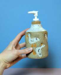 Handmade Ceramic Soap Dispenser in Silly Goose
