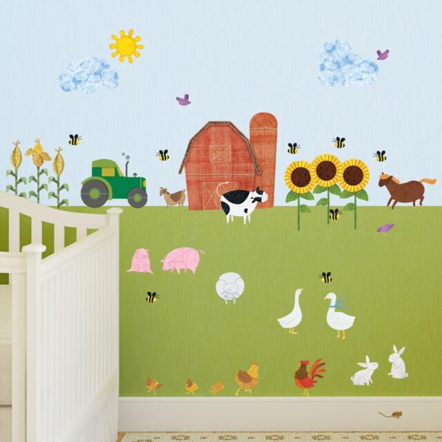 Farm Wall Sticker Set - 38 Peel & Stick Theme Decals For Baby Nursery & Kid Room Mini Set - #1248-17 - image 1