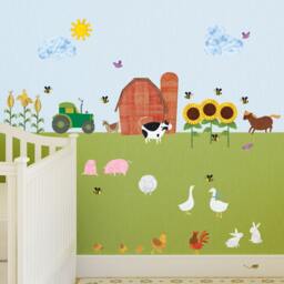 Farm Wall Sticker Set - 38 Peel & Stick Theme Decals For Baby Nursery & Kid Room Mini Set - #1248-17 - thumbnail 1