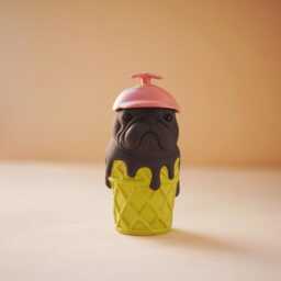 Handcrafted Ceramic Bulldog Figurine - French Ice Cream Cone Decor Artisan Gift For Dog Lovers Unique Home Ornament - thumbnail 2