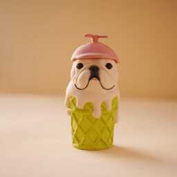 Handcrafted Ceramic Bulldog Figurine - French Ice Cream Cone Decor Artisan Gift For Dog Lovers Unique Home Ornament - thumbnail 3