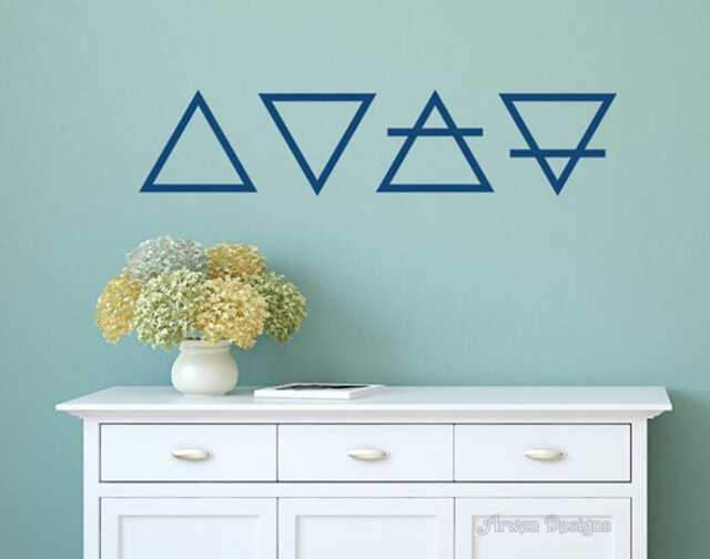 Alchemy Symbol, Four Elements Wall Art, Pagan Vinyl Decal, Air, Water, Fire, Earth - image 1