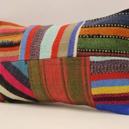 Turkish Kilim Pillow Patchwork Throw Pillow Accent Sofa Lumbar Covers 12X20 in - 30 X 50 cm 4Oef-929 - thumbnail 2