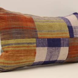 Turkish Kilim Pillow Patchwork Throw Pillow Accent Sofa Lumbar Covers 12X20 in - 30 X 50 cm 4Oef-929 - thumbnail 3