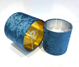 New Premium Quality Made By Order Teal Peacock Crusher Velvet Drum Shape Lamp Shade Suitable For All Fittings Tables , Floor & Ceiling