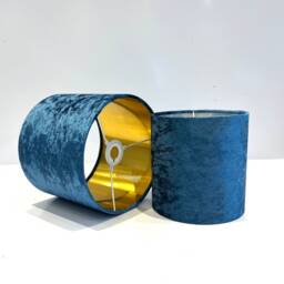 New Premium Quality Teal Peacock Crushed Velvet Lamp Shade With Metallic Lining Pendant Light - thumbnail 2
