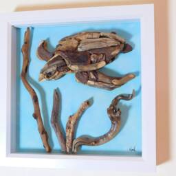 Home Decor - Handmade Driftwood Wall Art Fish Sea Turtle Miniature By Lyme Bay Art - thumbnail 3