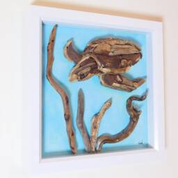 Home Decor - Handmade Driftwood Wall Art Fish Sea Turtle Miniature By Lyme Bay Art - thumbnail 2