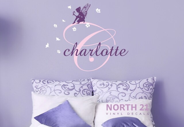 Fairy Wall Decal - Girls Fairy Art Decor Name Nursery - image 1
