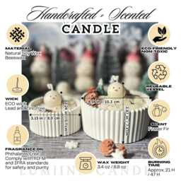 Melting Snowman Soy Candle Christmas Home Decor, Fraser Fir Scent, Gift - thumbnail 2