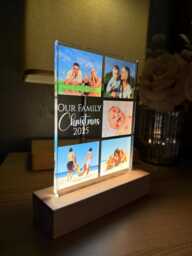 Personalised Photo Collage Frame Night Light, Led Lamp Battery Operated With Text & Photos - thumbnail 1