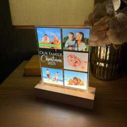 Personalised Photo Collage Frame Night Light, Led Lamp Battery Operated With Text & Photos - thumbnail 2