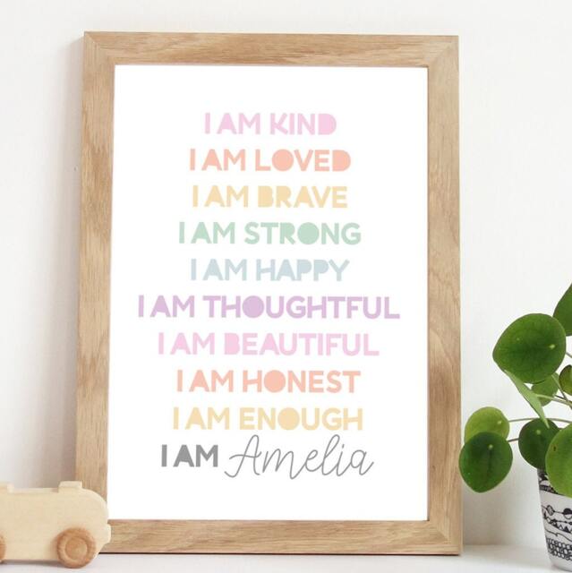 Girls Positive Affirmation Print, Nursery Prints, Bedroom Wall Art, Motivational Inspirational Prints - image 1