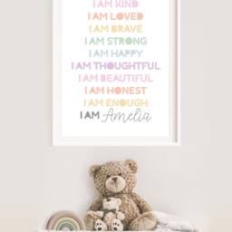 Girls Positive Affirmation Print, Nursery Prints, Bedroom Wall Art, Motivational Inspirational Prints - thumbnail 2