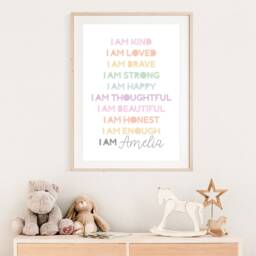Girls Positive Affirmation Print, Nursery Prints, Bedroom Wall Art, Motivational Inspirational Prints - thumbnail 3