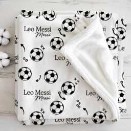 Personalized Sports Name Blanket, Soccer Hockey Basketball Baseball Custom Kids Fleece Fan Gift For Boys - thumbnail 1