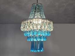 "Unique Aqua Deco Boutique Chic Tiered Chandelier Pendant Light 9"" X 15"